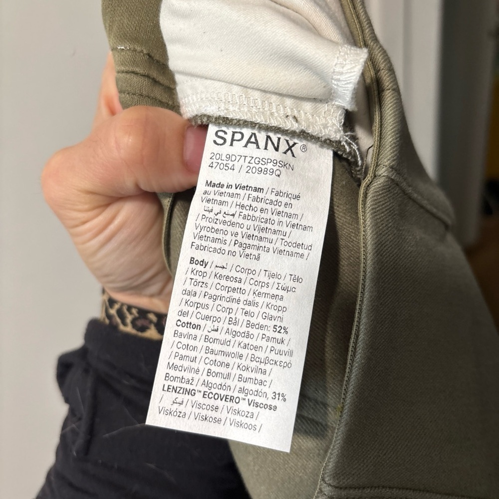 NWT Spanx Stretch Twill Cropped Wide Leg Pants Tuscan Olive Green Size L P New - Picture 6 of 11